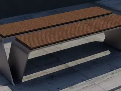 Modern Outdoor Bench Minimal Public Furniture Free 3D model