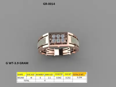 50 light weight men ring  3D print model