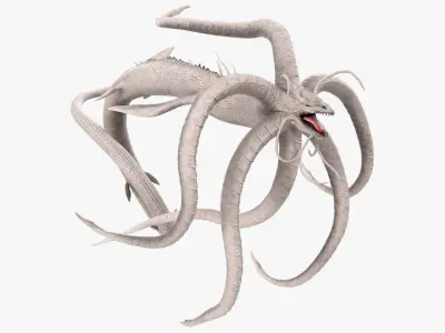  Deep Sea Monster with Radial Limbs White Rigged for Cinema 4D 