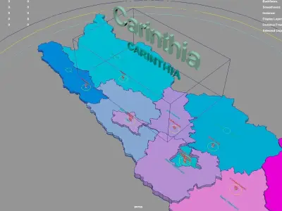 Carinthia  Austria map region geography political geographic 3D model