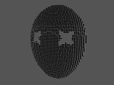 Voxel Cross Mask v1 001 Low-poly 3D model