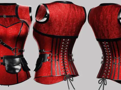 Corset Red Low-poly 3D model