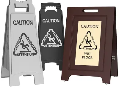 Multilingual Caution Sign 3D model