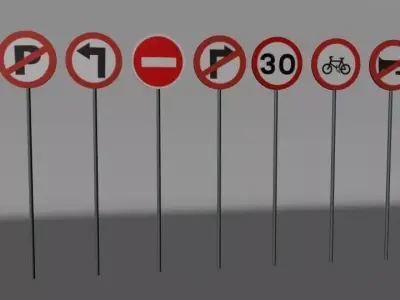 Traffic Signs Lowpoly Low-poly 3D model
