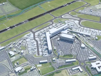 Edinburgh Airport 15km Low-poly 3D model