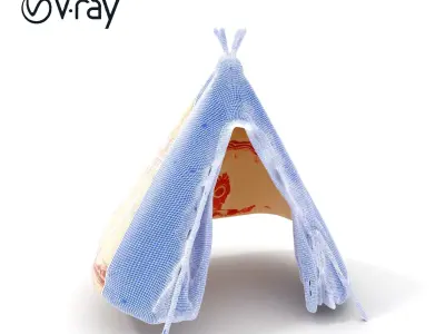 Traditional Tipi Tent Model Pack with Tribal Patterns Low-poly 3D model
