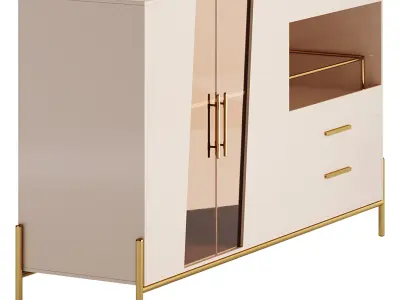 Cabinet with high shelves for the kitchen 3D model