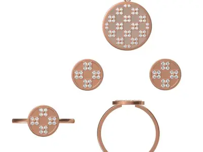 Light wt Ring Earrings Pendant set 3dm stl 1-render details 3D print model 23