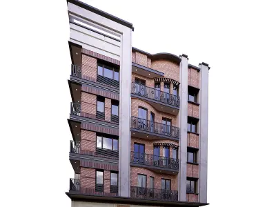 Modern building whit brick 3D Model Pack