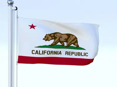 Animated California Flag Low-poly 3D model