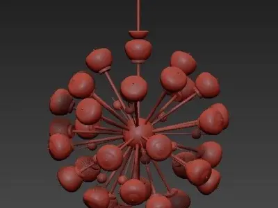 Italian Brass Glass Sputnik Chandelier 3D model