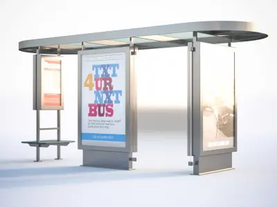 Roofed bus stop 3D model