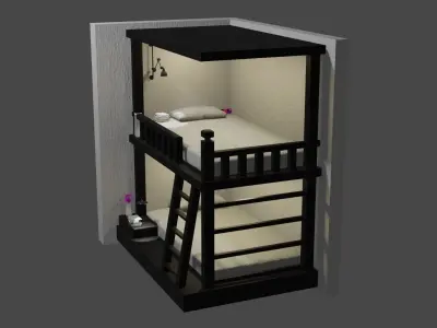 two story bed Low-poly 3D model