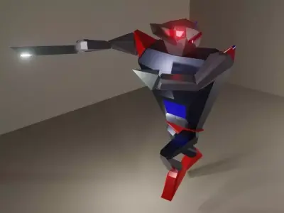 Robot Mecha rigged character model  Low-poly 3D model