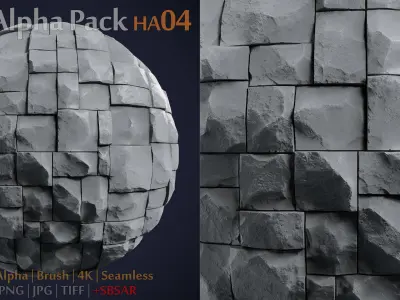 Stone and Tile Alpha Brush - HA04 - 4K - 16bit - SBSAR Texture