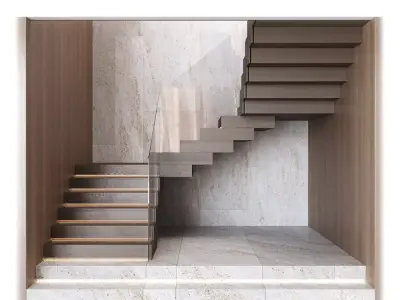 Modern interior stair 16 3D model