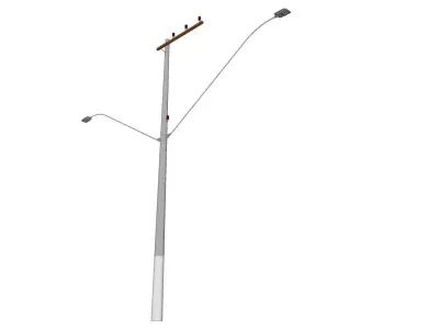 Concrete Lamp Post - Light Pole - Light Post - Street Light 34 3D model