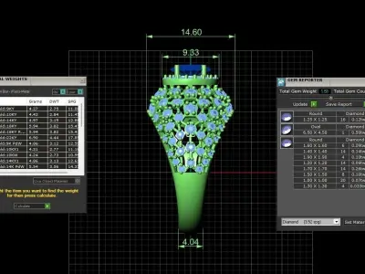 Oval Sapphire Diamond Abstract Ring  3D print model