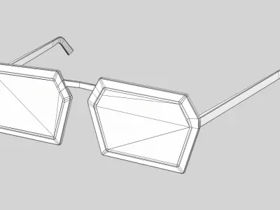 White Plastic Frame Hexagon Fashion Sunglasses Low-poly 3D model