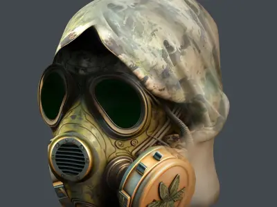 Gas mask helmet 3d model military combat fantasy cyborg Low-poly 3D model