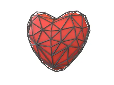 Stylish Heart V4 012 Low-poly 3D model