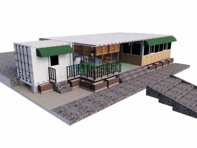 Container cafe restaurant interior design 3d model 3D model