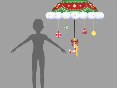 Christmas umbrella Low-poly 3D model