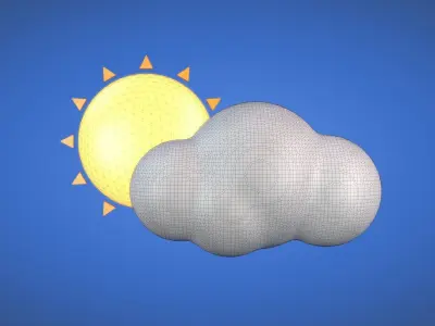 Mostly Sunny - Weather Icon Low-poly 3D model