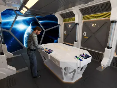 Modular sci-fi spaceship interior 3D model 3D model