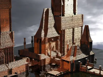 Lizard City Ruin Temples Kitbash 3D model