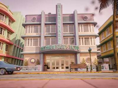 MIAMI VICE CITY ART DECO BUILDING 4 Low-poly 3D model