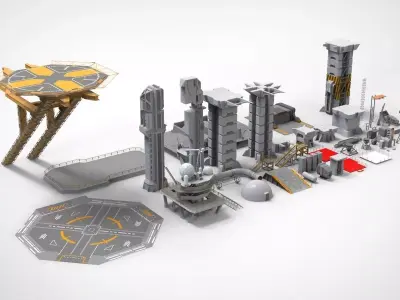 Sci-Fi architecture Elements collection 2 3D model