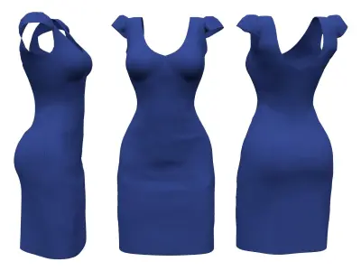 V-Neck Ponti Pencil Career Dress Low-poly 3D model