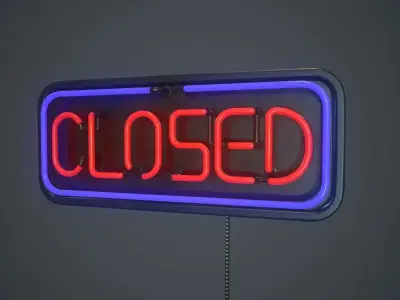 Neon Closed Sign PBR Game Ready Low-poly 3D model