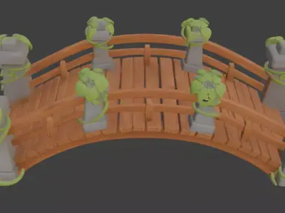 park bridge wooden bridge village bridge 3D model
