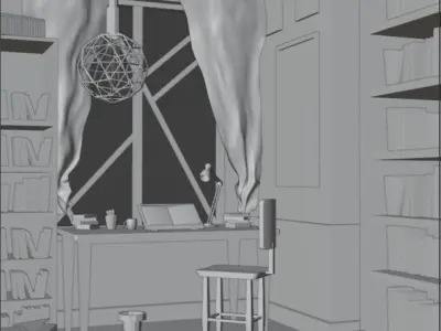 library room Low-poly 3D model