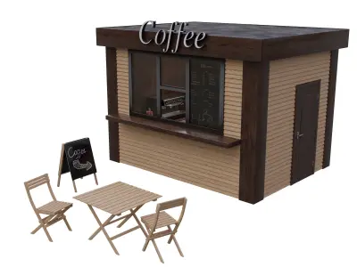 Coffee Shop Low-poly 3D model