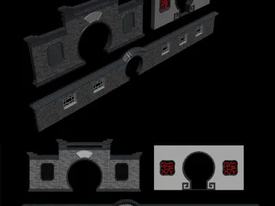 3D MAX Model-Chinese Hui Style Architecture 3D model