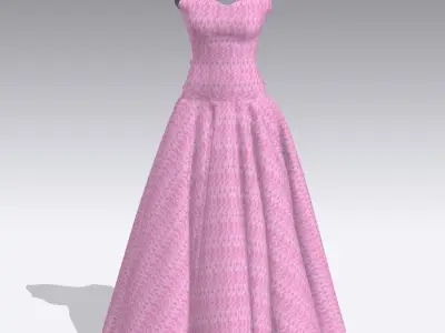 beautiful pink gown 3D model