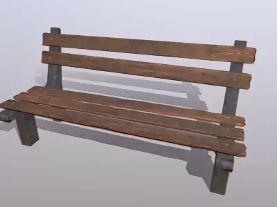 Bench wooden Low-poly 3D model shop