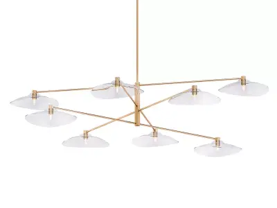 CALLA brass and glass chandelier with six clear glass shades 3D model