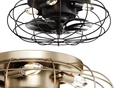 Vintage Iron Remote Control Ceiling Fan light 3D model