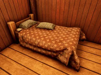 Single Bed Game Asset Free low-poly 3D model