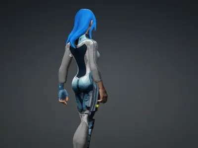 Sci fi toon girl  Low-poly 3D model