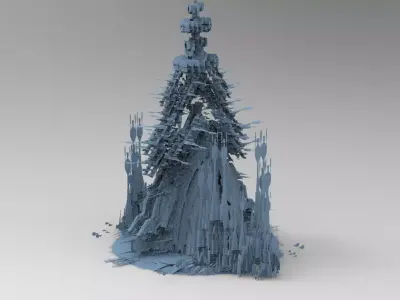 Sci Fi Locust Tower array Halved   Low-poly 3D model