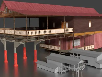 Rumah Kayu Panggung Tingkat 011-020 FBX 3D model