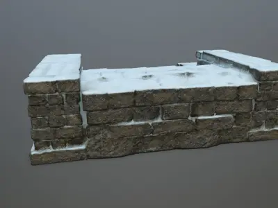 Ruin Stairs Low-poly 3D model 5