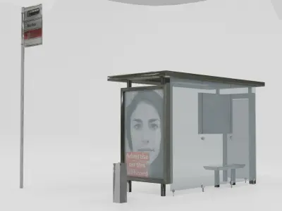  Bus stop Low-poly 3D model