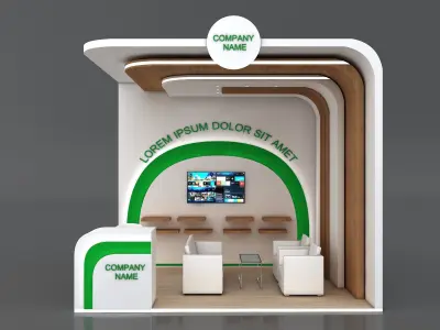 Booth Exhibition Stand Stall 4x3m Height 360 cm 2 Side Open 3D model