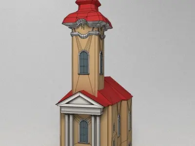 3D low poly model of church Low-poly 3D model